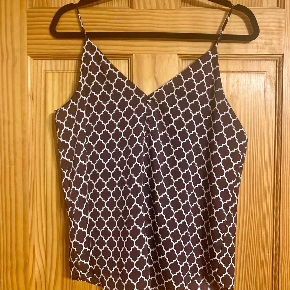 Express Maroon & White V Neck Tank Top Size Small